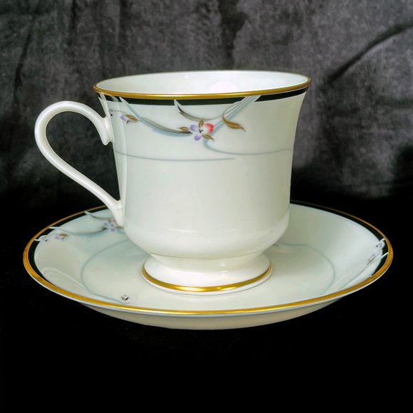 Gorham Manhattan footed teacup + saucer 24k Gold | elegant iris - Picture 1 of 4